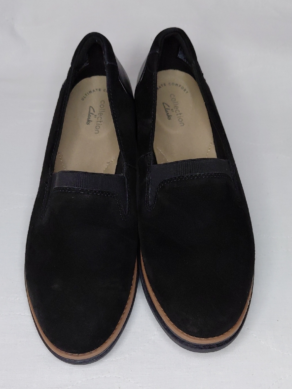 Clarks Women's Black Suede Slip-On Loafers Sz 6.5